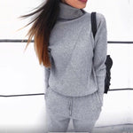 Turtleneck Pullover Sweatshirts Knit Pants Suit