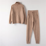 Turtleneck Pullover Sweatshirts Knit Pants Suit