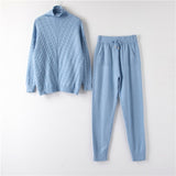 Turtleneck Pullover Sweatshirts Knit Pants Suit