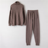 Turtleneck Pullover Sweatshirts Knit Pants Suit