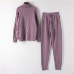 Turtleneck Pullover Sweatshirts Knit Pants Suit