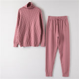 Turtleneck Pullover Sweatshirts Knit Pants Suit