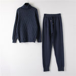 Turtleneck Pullover Sweatshirts Knit Pants Suit