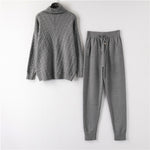 Turtleneck Pullover Sweatshirts Knit Pants Suit